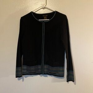 Grace Dane Lewis Rayon blend full zip multi colored stripe textured sweater